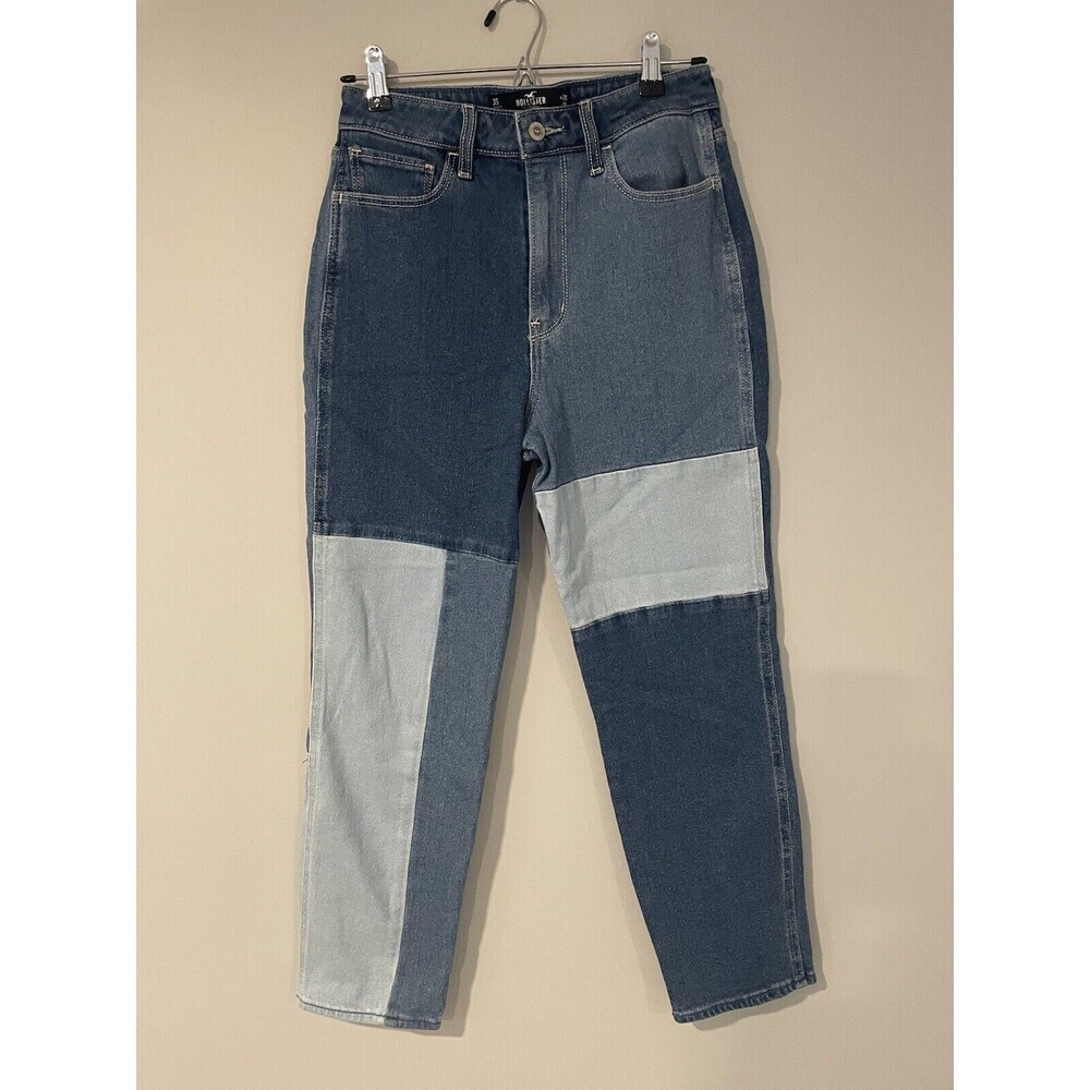 Hollister Jeans Womens Size 26x25 3S‎ Ultra High Rise Mom Fit Color Block Denim